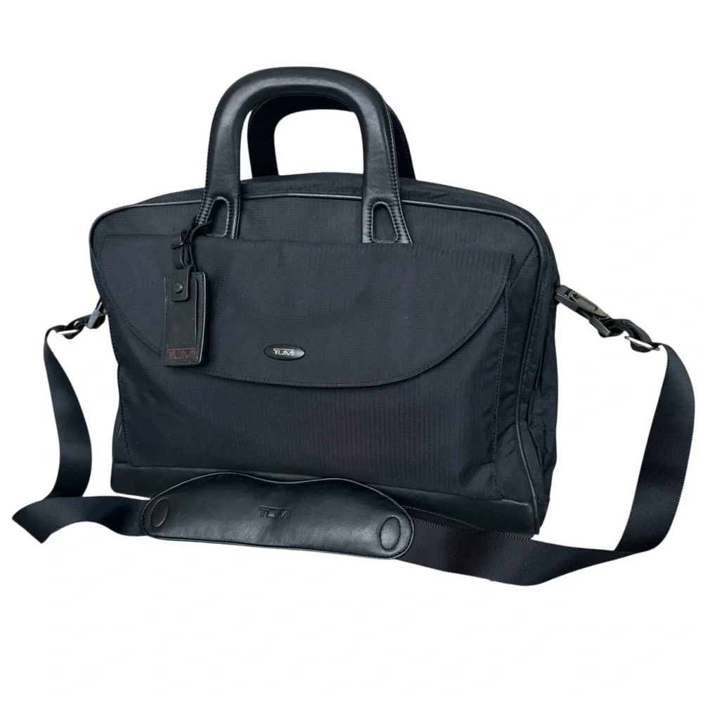 TUMI Alpha Laptop Bag Briefcase Black Ballistic Nylon Travel Bag